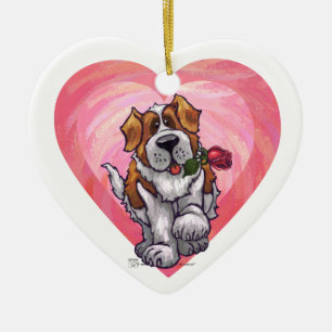 St. Bernard Valentindagen Julgransprydnad Keramik