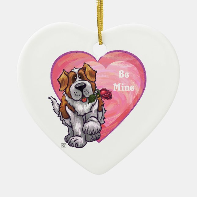 St. Bernard Valentindagen Julgransprydnad Keramik (Framsidan)