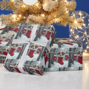 St. Bernard-valp i julstrumpa Presentpapper