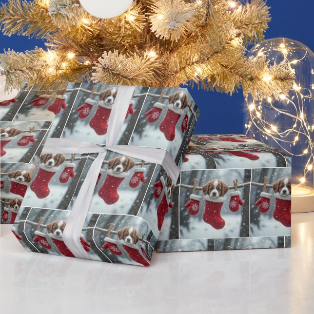 St. Bernard-valp i julstrumpa Presentpapper (Helgdagar)