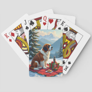 St. Bernard Vinterpicknick Julmålning Casinokort