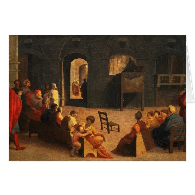 St Bernardino av Siena att predika Hälsningskort (Framsidan Horizontal)