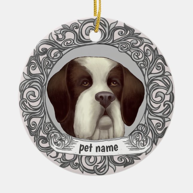 St Bernhard Hund Kärleksminne Ornament (Framsidan)