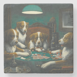 St. Bernhardshundar som spelar poker Stenunderlägg