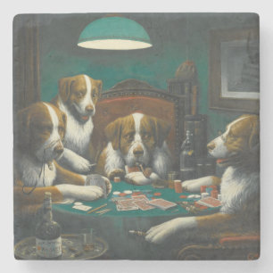 St. Bernhardshundar som spelar poker Stenunderlägg