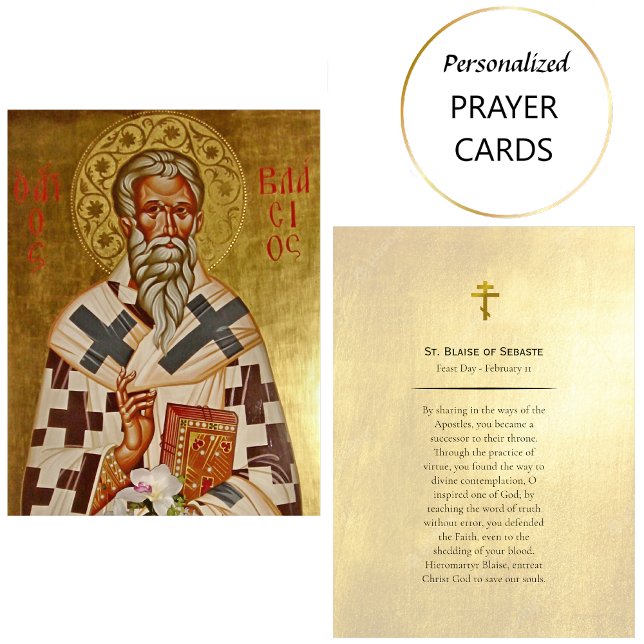 St. Blaise of Sebaste Orthodox Prayer Card Placeringskort (Skapare uppladdad)