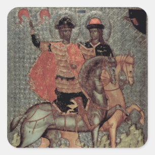 St. Boris och St. Gleb Mounted, c.1377 Fyrkantigt Klistermärke