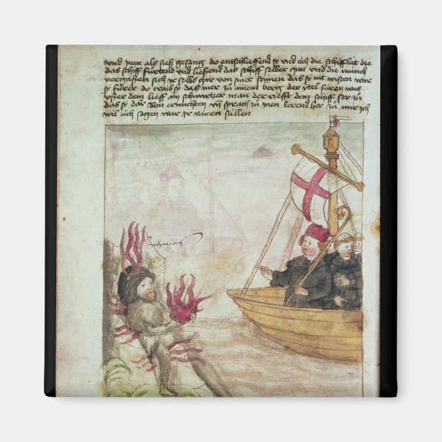 St. Brendan i hans frakt Magnet (Framsidan)