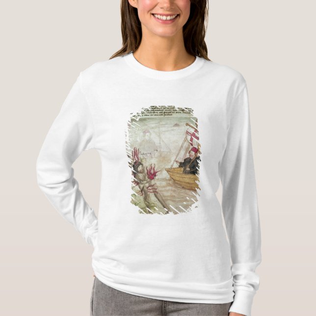 St. Brendan i hans frakt T-shirt (Framsida)