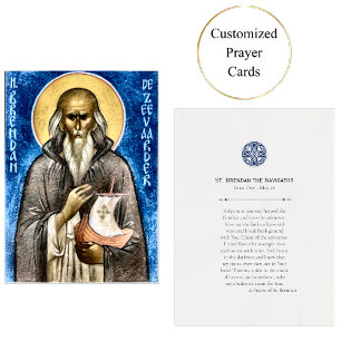 St. Brendan, Navigator Orthodox Prayer Card Placeringskort