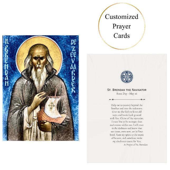 St. Brendan, Navigator Orthodox Prayer Card Placeringskort (Skapare uppladdad)