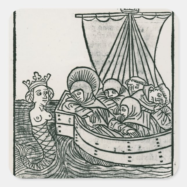 St. Brendan och Siren Fyrkantigt Klistermärke (Framsida)