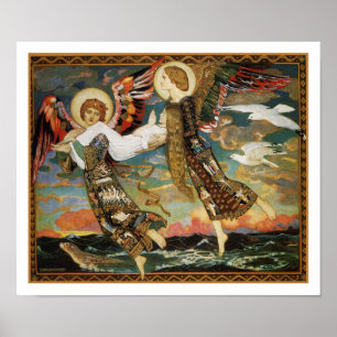 St. Bride Carried by Änglar by John Duncan Poster