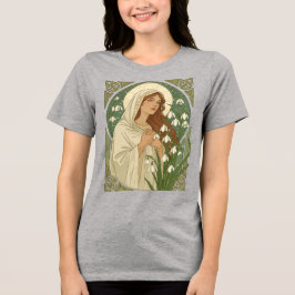 St Brigid Art Nouveau gloria och snödroppar T Shirt