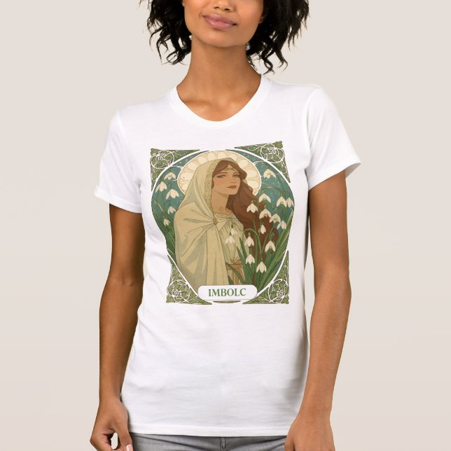 St Brigid Art Nouveau Illustration T Shirt (Framsida)