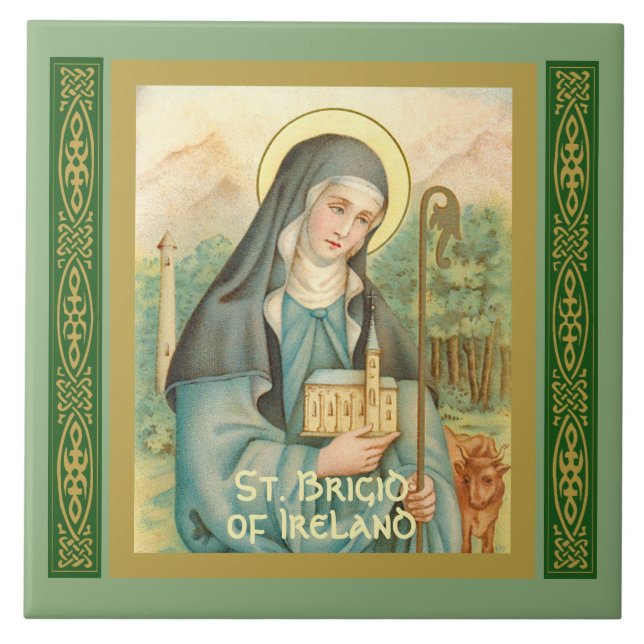 St. Brigid av Irland (M 014) Kakelplatta (Framsidan)