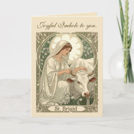 St Brigid Beskyddare Av Irland Med Vita Kl Kort