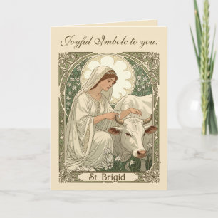 St Brigid Beskyddare Av Irland Med Vita Kl Kort