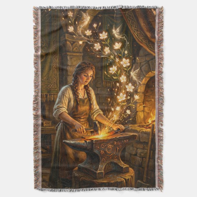 St Brigid Blacksmith Fairies Flowers Fantasy Art Filt (Framsidan Vertikal)