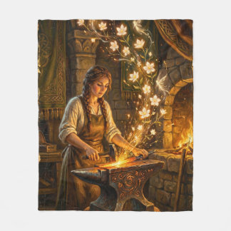 St Brigid Blacksmith Fairies Flowers Fantasy Art Fleecefilt
