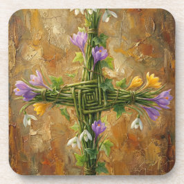 St Brigid Cross Green Rushes Crocus Imbolc Art Underlägg