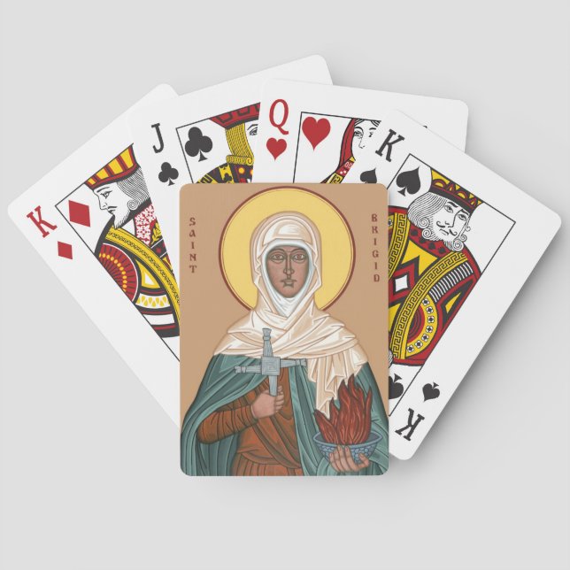 St Brigid med Heliga Fire och Kor Spelkort (Baksidan)