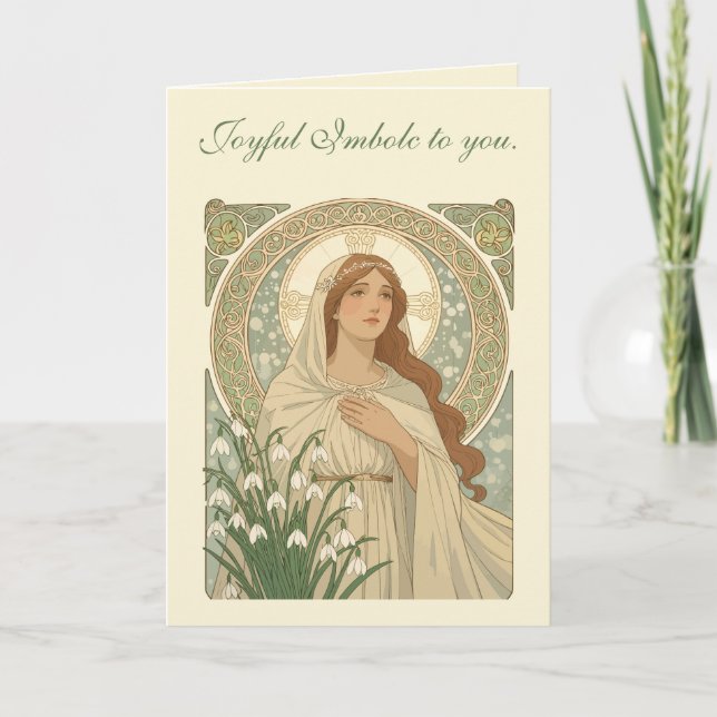 St Brigid och snödropar En kontemplativ tystnad Kort (Framsida)