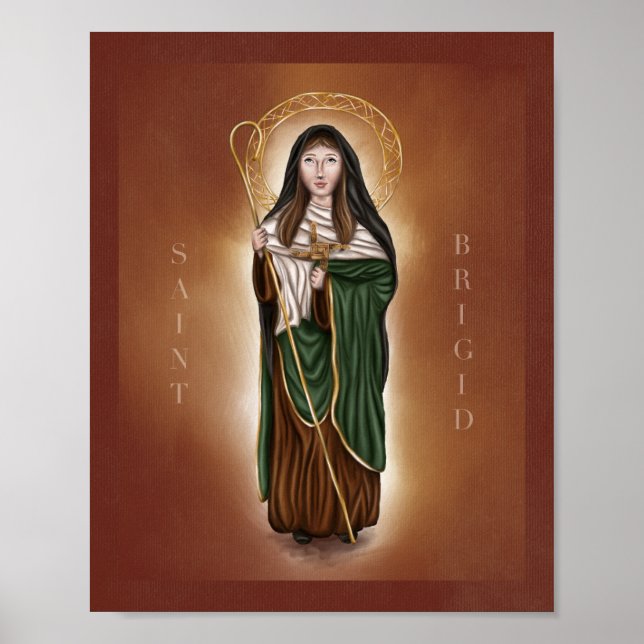 St. Brigid of Ireland Print - Red Background Poster (Framsidan)