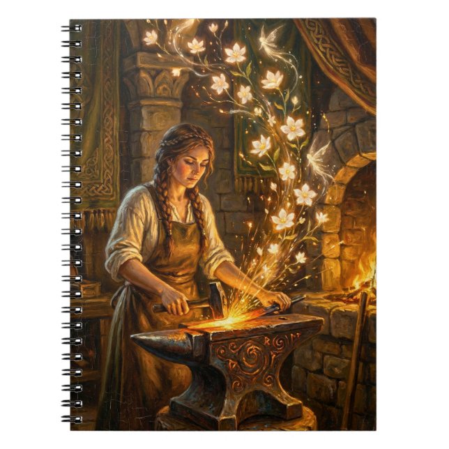 St Brigid Smidesälvor Blommor Fantasykonst Anteckningsbok (Framsidan)