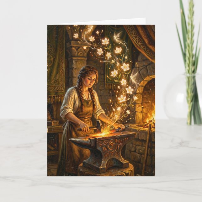 St Brigid Smidesälvor Blommor Fantasykonst Kort (Framsida)
