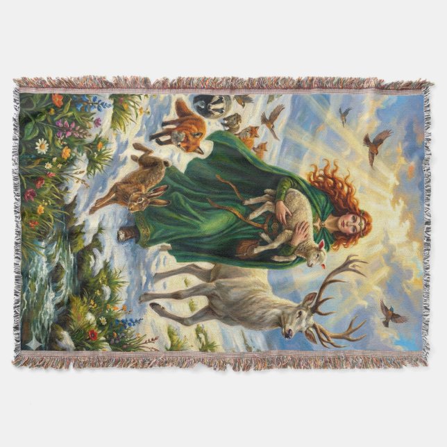 St Brigid Spring Goddess Woodland Animals Imbolc Filt (Framsidan)