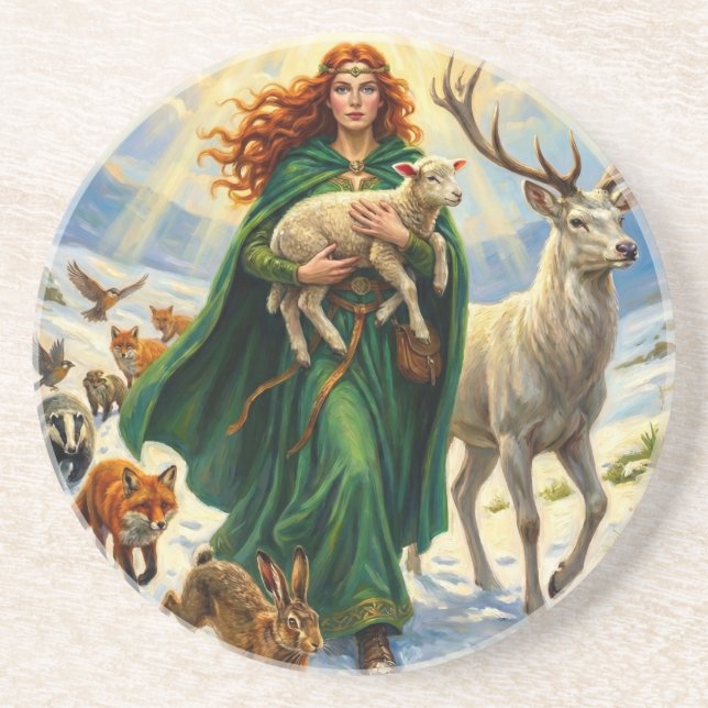 St Brigid Spring Goddess Woodland Animals Imbolc Underlägg (Framsidan)