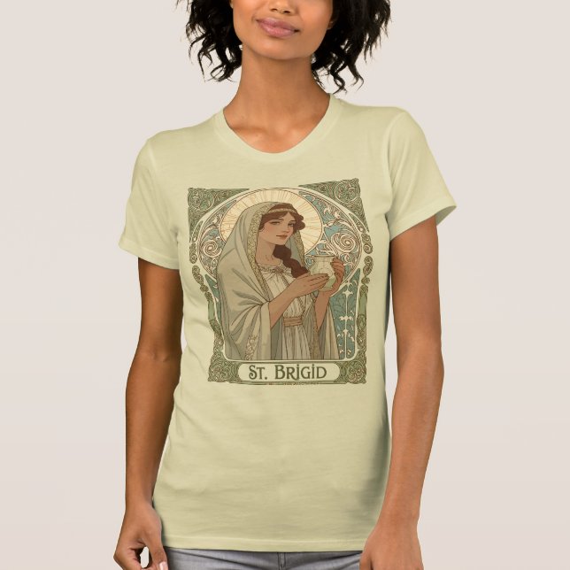 St Brigid The Patron Saint of Dairymaids T Shirt (Framsida)