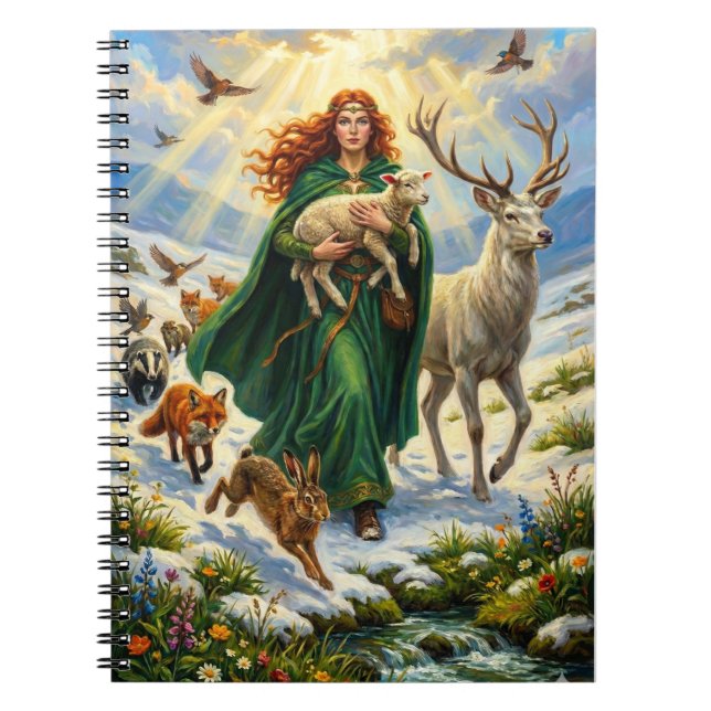 St Brigid Vårgudinna Skogs Djur Imbolc Anteckningsbok (Framsidan)