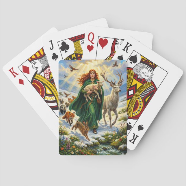 St Brigid Vårgudinna Skogs Djur Imbolc Casinokort (Baksidan)