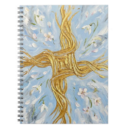 St Brigid's Cross Snowdrops Golden Imbolc Art Anteckningsbok