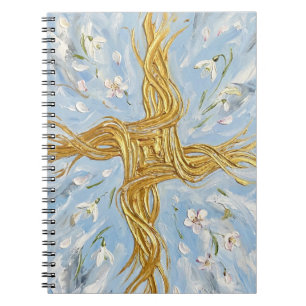 St Brigid's Kors Snödropar Gylden Imbolc Konst Anteckningsbok
