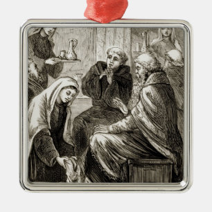 St. Brigit som underhåller en biskop, från Julgransprydnad Metall