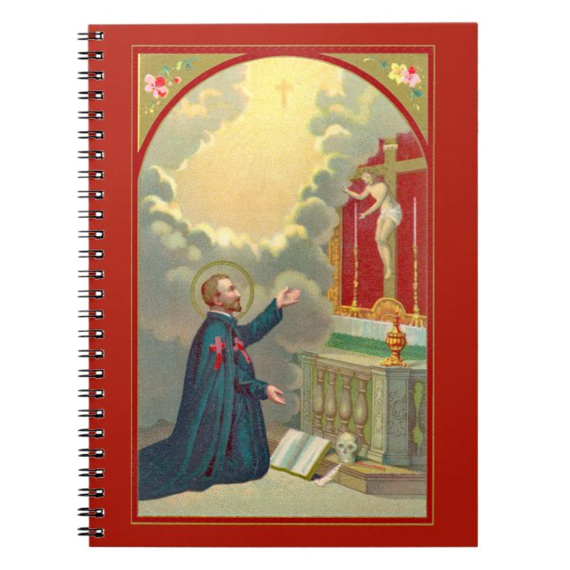 St. Camillus Praying före en Crucifix (M 020) Anteckningsbok (Framsidan)