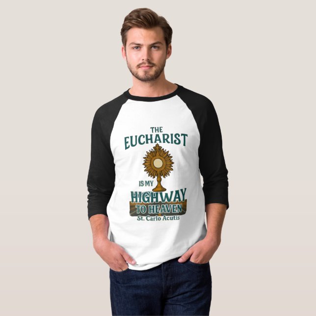 St. Carlo Acutis Eucharist är min motorväg till hi T Shirt (Hel framsida)