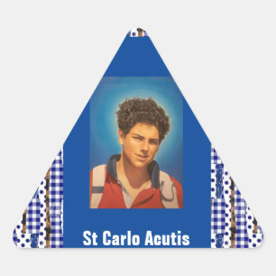 St Carlo Acutis Triangelformat Klistermärke