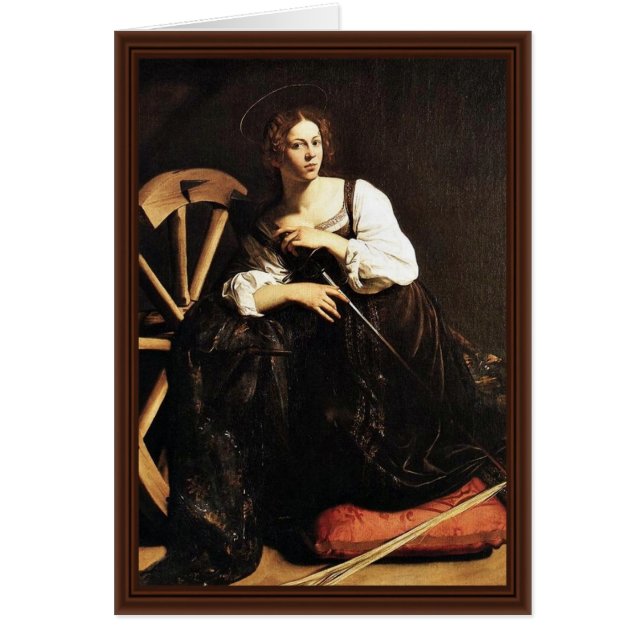 St. Catherine av Alexandria av Michelangelo Merisi Hälsningskort (Framsidan)