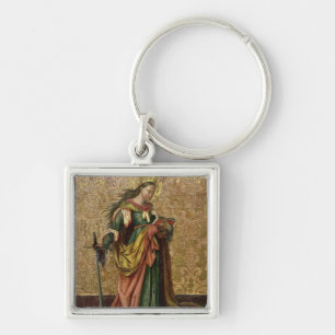 St. Catherine av Alexandria (olja på panel) 2 Fyrkantig Silverfärgad Nyckelring