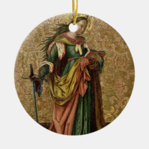 St. Catherine av Alexandria (olja på panel) 2 Julgransprydnad Keramik