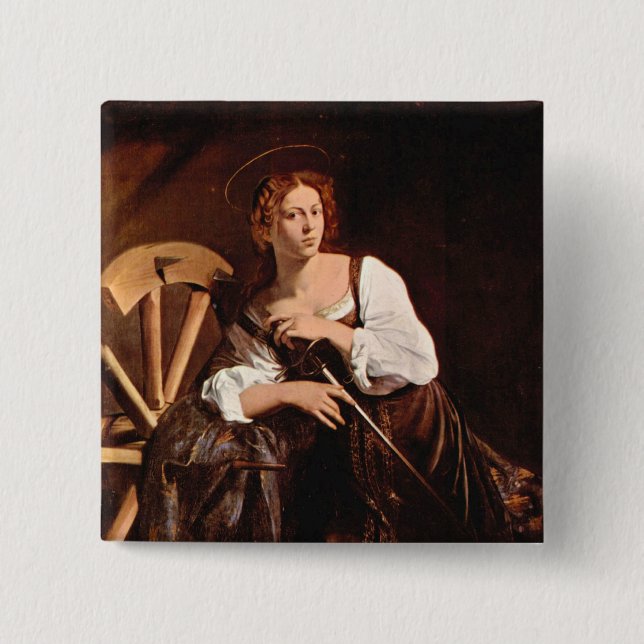 St. Catherine av Alexandria vid Caravaggio Knapp (Framsida)