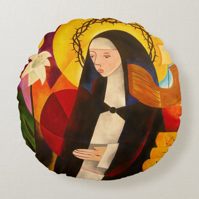 St. Catherine av Siena 2007 Rund Kudde (Framsidan)