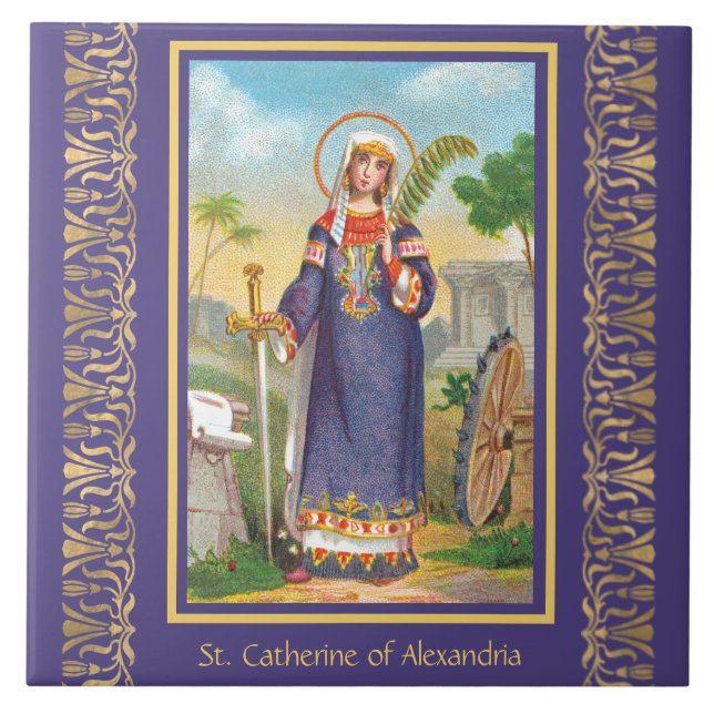 St. Catherine från Alexandria i Egyptiska Dress Kakelplatta (Framsidan)
