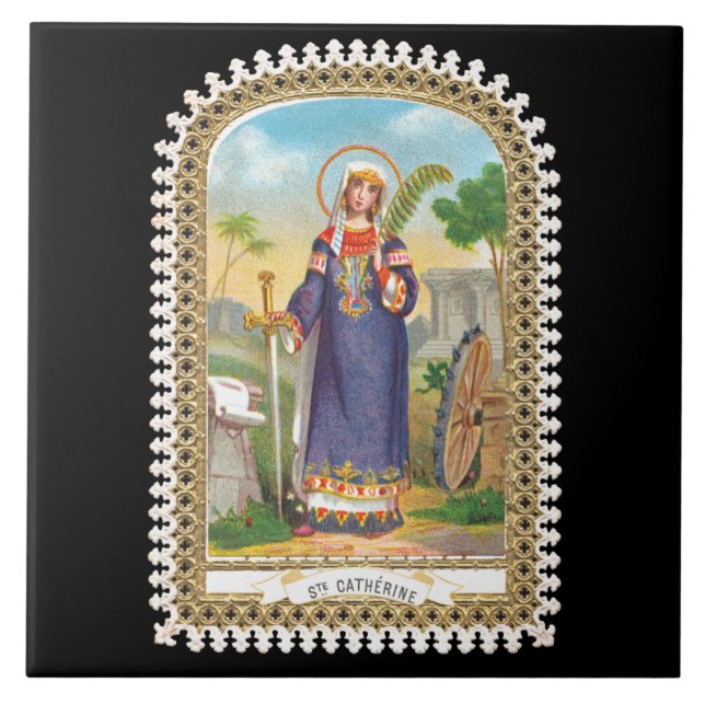 St. Catherine från Alexandria i Egyptiska Dress Kakelplatta (Framsidan)