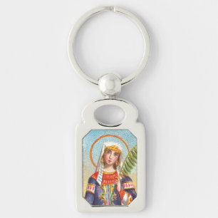 St. Catherine från Alexandria i Egyptiska Dress Rektangulärt Silverfärgad Nyckelring