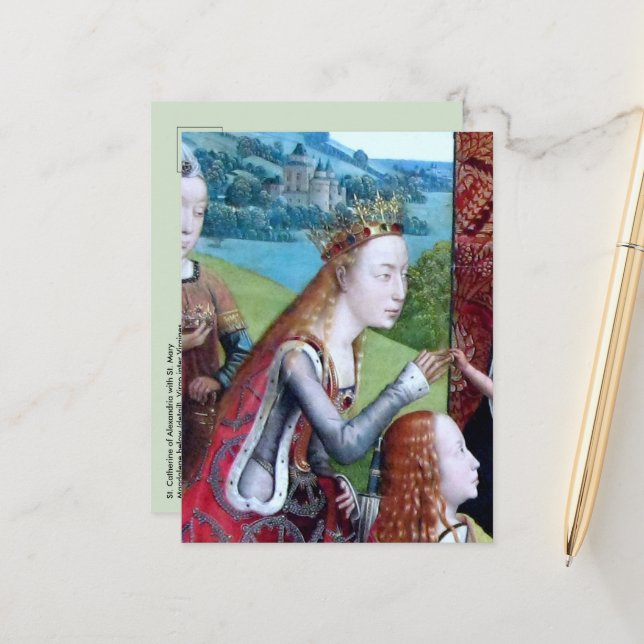 St. Catherine of Alexandria (detaljer; M 070) Vykort (Fram/Back In Situ)